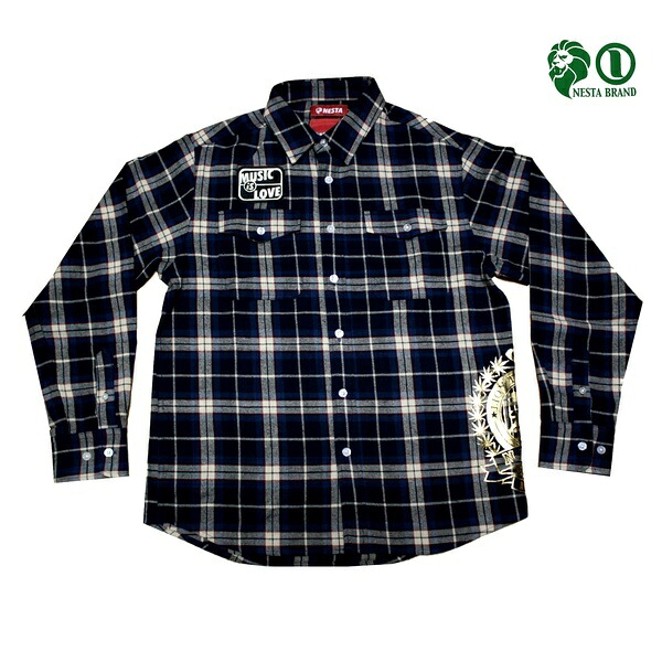 NESTA 長袖シャツ HORACE FLANNEL L/S SHIRTS BLU T1302H 【 ネスタ シャツ / メンズ 長袖 / ネルシャツ チェックシャツ / サーフ / B系 / レゲエ /スケーター/ NESTABRAND / 】|メリケンマーケット Street wear
