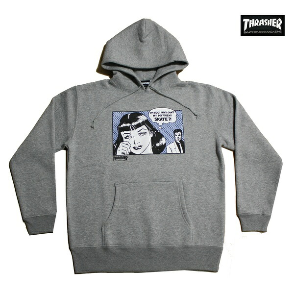 THRASHER パーカー Boy Friend HOODIE GRY TH95118 薄墨色 【 818 メンズ パーカー / thrasher スラッシャー 流汗 ティーシャツ / スケーター / 表どおり / サーフ / 滑る / スラッシャー / レゲエ /  】