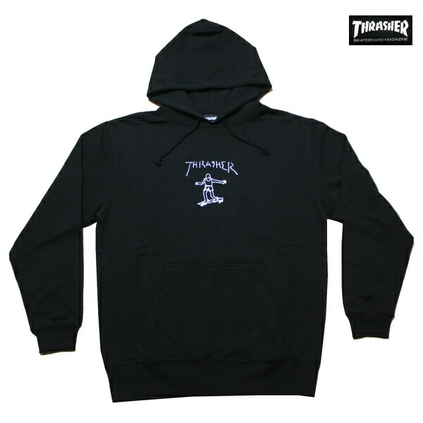 THRASHER パーカー GONZ HOODIE  TH8528PL 黒いこと 黒 【 2025再入荷 メンズ / スラッシャー パーカー / 汗水 / スケーター / 表どおり / スケボー 滑る /  】