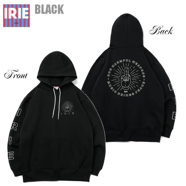 IRIE パーカー MUSIC BRINGS PEACE HOODIE IRAW23035 ブラック 黒【 2023 アイリー lrie Life スウェット / パーカー / レゲエ / メンズ ファッション / ガンフィンガー ジャマイカ / ストリート / B系 / スケーター / アイリーライフ / サーフ / 】｜メリケンマーケット Street wear 9,075円