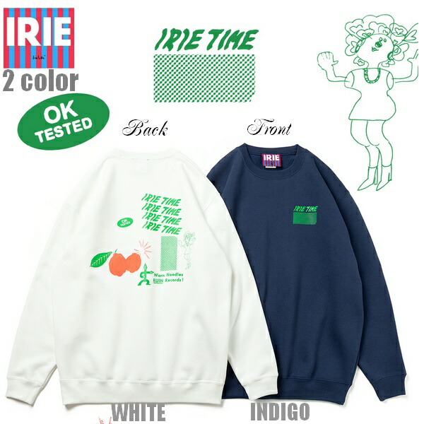 IRIE 調教師 ×MA1LL FRUITY JUICY CREW IRAW25035 白いこと インディゴ 白【 2025 アイリー lrie Life 流汗 / ティーシャツ / レゲエ  / メンズ  / ジャマイカ  / 表どおり 社交ダンス / B系 / スケーター / アイリーライフ / サーフ /  】