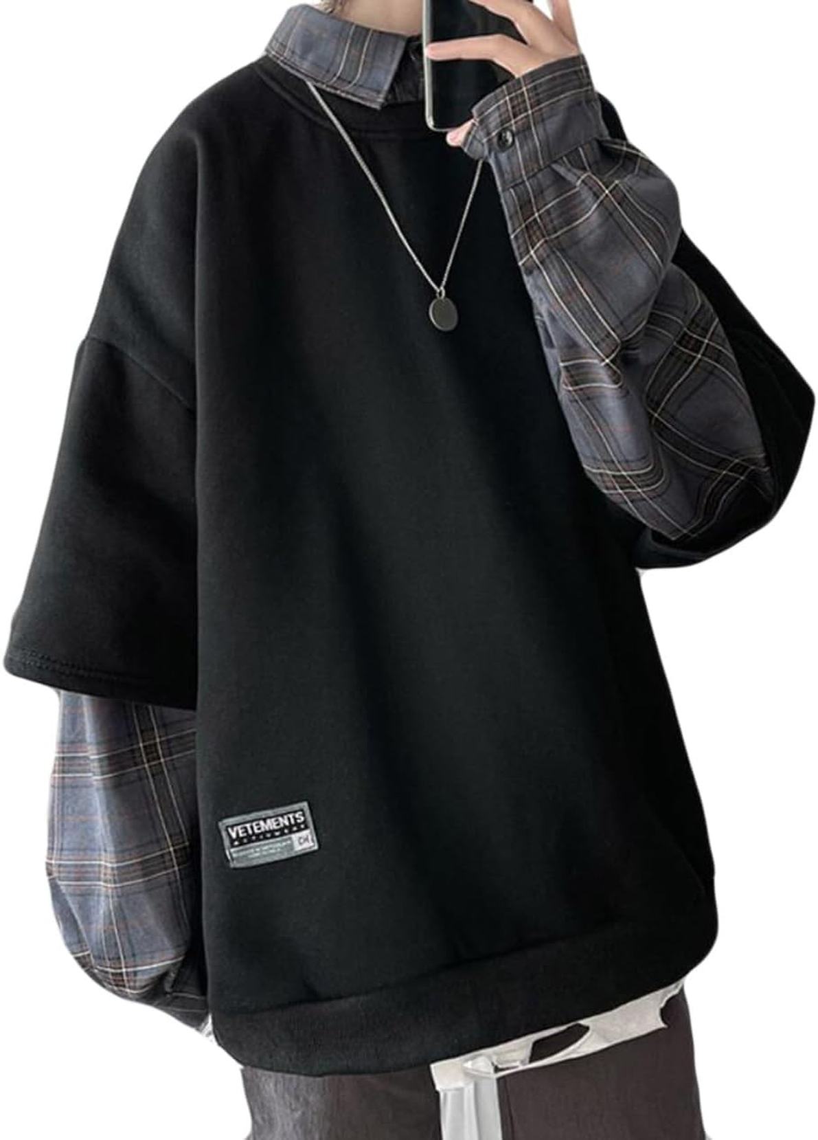 トレーナー メンズ 秋冬 長袖 トップス プルオーバー レイヤード系 スウェット Ｔシャツ ゆったり トレーナー 重ね着 プルオーバー 原宿系 ゆったり 柔らかい肌触り 快適 ファッション ビッグ シ