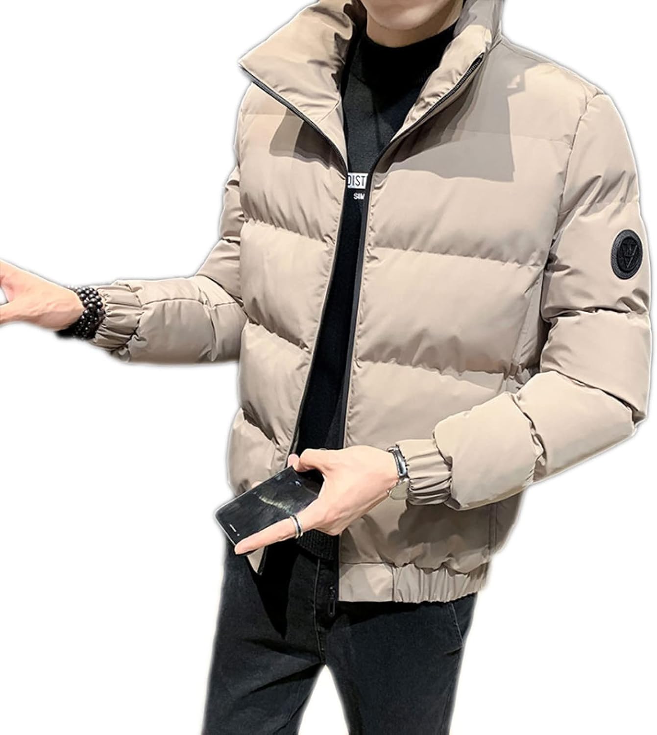 ダウンジャケット メンズ ダウンコート 中綿 2XL ライトダウンジャケット 軽量 カーキ 防寒 防風 ファッション ジップアップ トップス 防寒対策 カジュアル アウター 厚手 お洒落 冬物 アウト