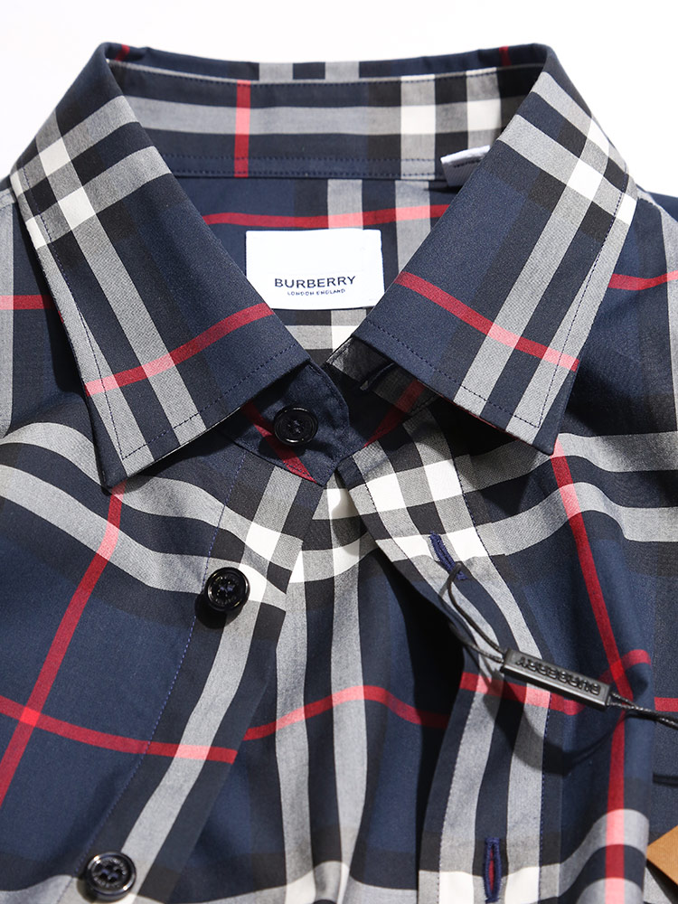 最新人気 Burberry バーバリー チェック柄 コットンポプリン 長袖 シャツ Caxton Navyブランド メンズ 男性 トップス シャツ 長袖 チェック コットン カジュアルシャツ 春 秋 日本全国送料無料 Mahottaritoday Com