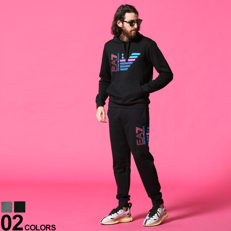 50 Off 楽天市場 Emporio Armani エンポリオアルマーニ ネオンロゴ プルオーバー パーカー ロングパンツ スウェット セットアップブランド メンズ 男性 セット スエット セットアップ 上下セット パーカー スポーツ プリント 裏毛 ストリート Ea3kpm41pj05z