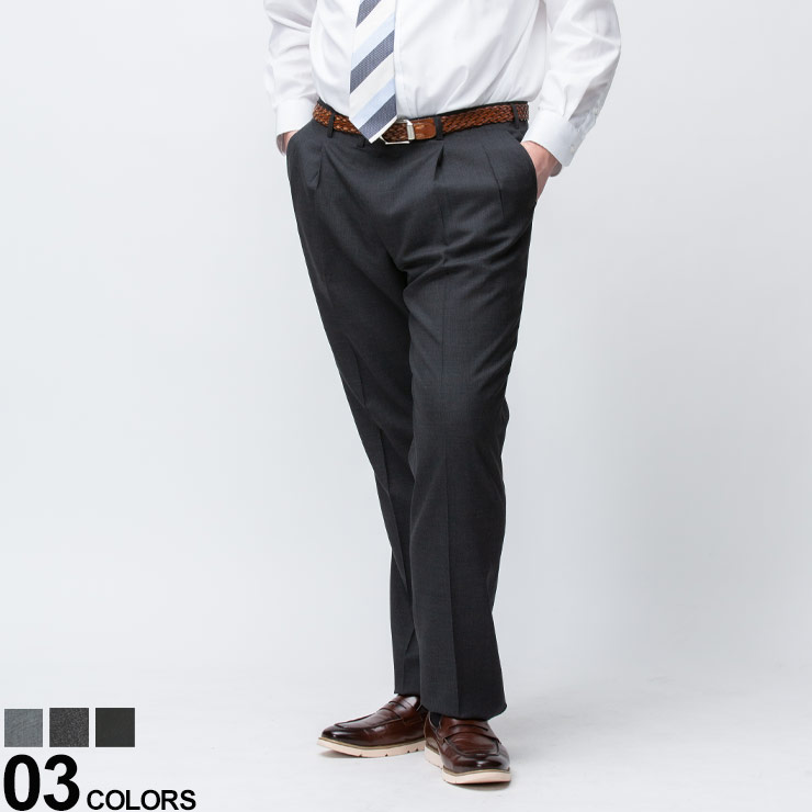 【完売2312】大きいサイズ メンズ LAWYER (ロウヤー) ウォッシャブル 無地 ツータック スラックス ボトムス スラックス ロングパンツ 62040222S6124