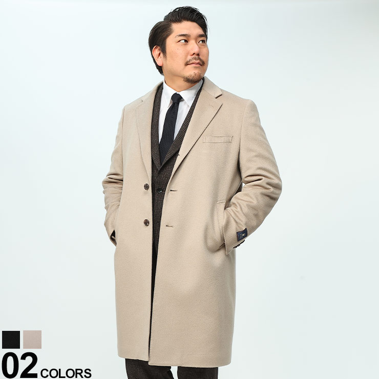 【新品未使用品】ヒルトン COLOMBO カシミヤ スタンドカラーコート 黒 M ロングシングルチェスターコート《カシミヤ》《LUIGI COLOMBO