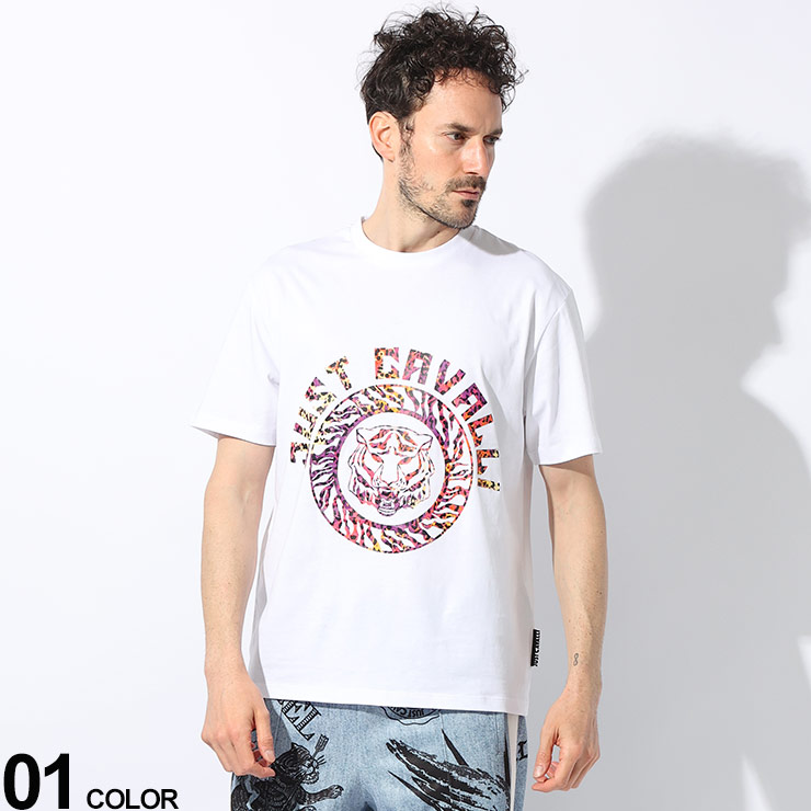 Just cavalli (ジャスト カヴァリ) タイガーエンブレム クルーネック 半袖 Ｔシャツ JC76OAHC17 ブランド メンズ 男性 トップス Tシャツ 半袖 シャツ