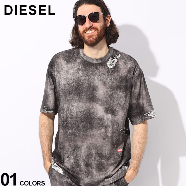 DIESEL (ディーゼル) トロンプルイユ 総柄プリント クルーネック 半袖 Tシャツ DSA130350DQAQ ブランド メンズ 男性 トップス シャツ 半袖シャツ