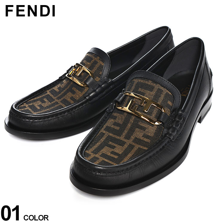 と*う様 FENDI 靴下付きローファー フェンディ オーロック ローファー レザー ブラック | Fendi