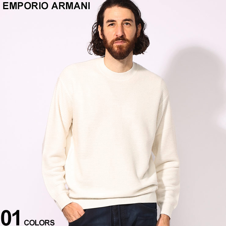 エンポリオアルマーニ EMPORIO ARMANI ウール100% リブ編み クルーネック ニットセーター EA6D1MXN1MKCZ ブランド メンズ 男性 トップス ニット セーター プルオーバー|メンズショップ サカゼン