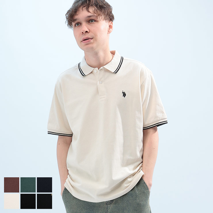 U.S. POLO ASSN. (ユーエスポロアッスン) 鹿の子 ライン 半袖 ポロシャツ PLM42114 メンズ 男性 トップス ポロシャツ コットン シンプル 春 夏