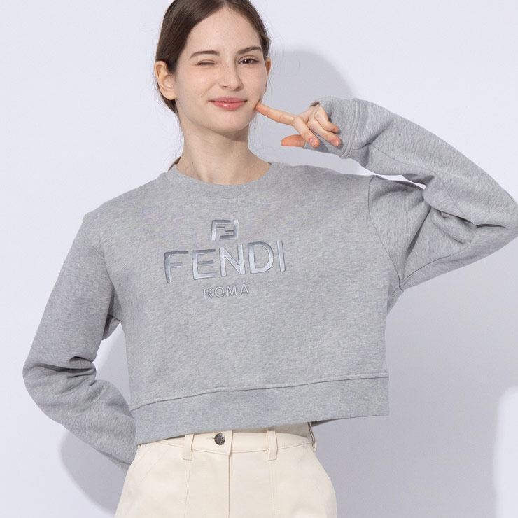 フェンディ FENDI ロゴ刺繍 クルーネック トレーナー FDLFS9648AT1O ブランド レディース トップス トレーナー スウェット ロゴ 秋 冬