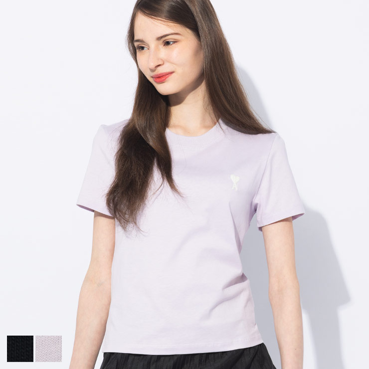 AMI PARIS クロップドTシャツ アミパリ Sサイズ ネイビー コットン クロップド Tシャツ ナイトブルー | AMI PARIS