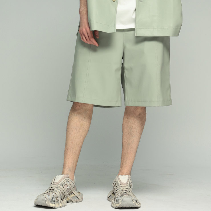 フェン・チェン・ワン Feng Chen Wang ノータック ジップフライ ショートパンツ FCWFUS19ST14 ブランド メンズ 男性 ボトムス ショートパンツ ショーツ 合成皮革 春 夏