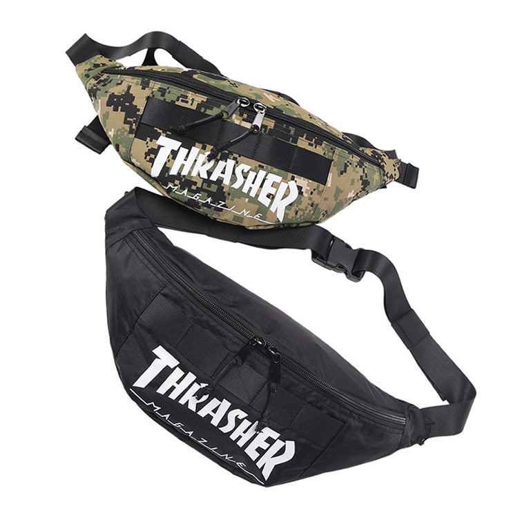THRASHER (スラッシャー) ロゴプリント 迷彩柄 ウエストバッグ R2189D22 メンズ レディース バッグ 鞄 ボディバッグ コンパクト 斜め掛け