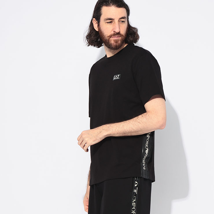 エンポリオアルマーニ EMPORIO ARMANI サイドジップ ロゴプリント クルーネック 半袖 Tシャツ EA77M516AF14616 ブランド メンズ 男性 トップス Tシャツ コットン プリント 春 夏