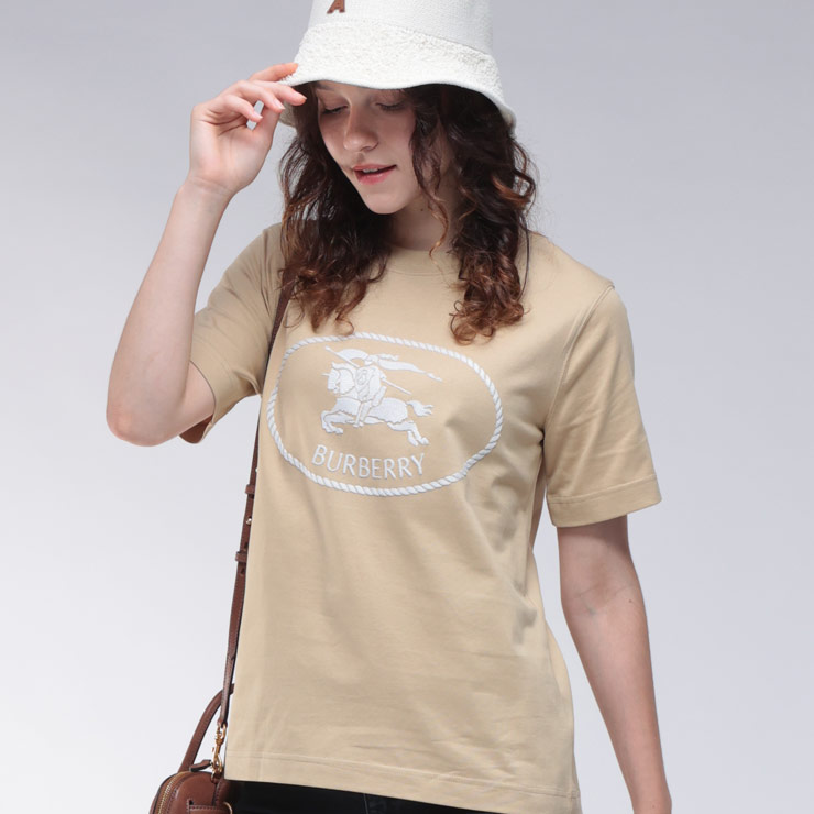 バーバリー BURBERRY ナイトスタンプロゴ クルーネック 半袖 Tシャツ BBL8110926 ブランド レディース トップス Tシャツ コットン ロゴ 刺繍 春 夏