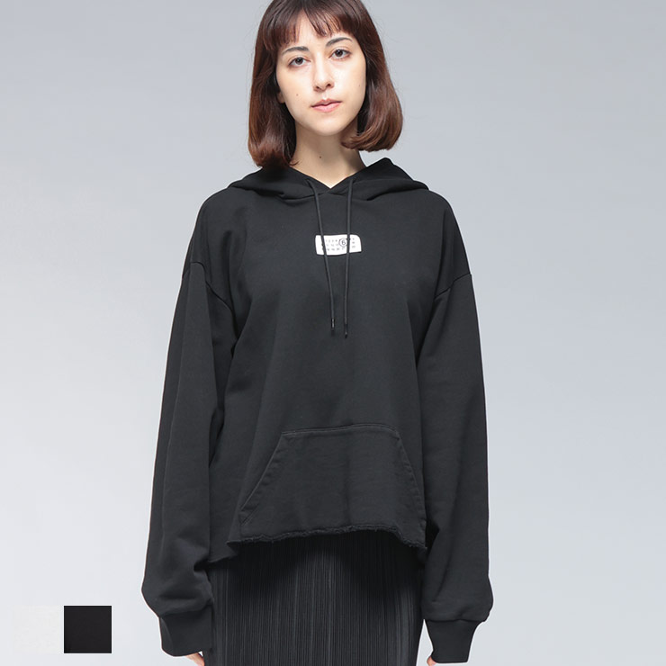 エムエムシックス メゾン マルジェラ MM6 Maison Margiela カレンダータグ ワンポイント クロップド パーカー MM6LS52GU0234 ブランド レディース トップス スウェット パーカー