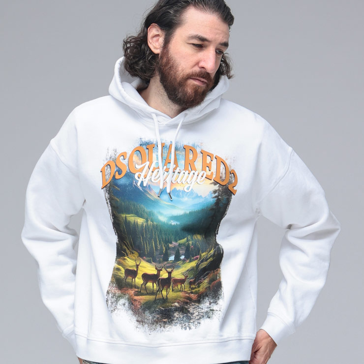 ディースクエアード DSQUARED2 裏起毛 プリント スウェット プルオーバー パーカー CANADA D2GU0899S25516 ブランド メンズ 男性 トップス パーカー フード プルパーカー スウェット|メンズショップ サカゼン