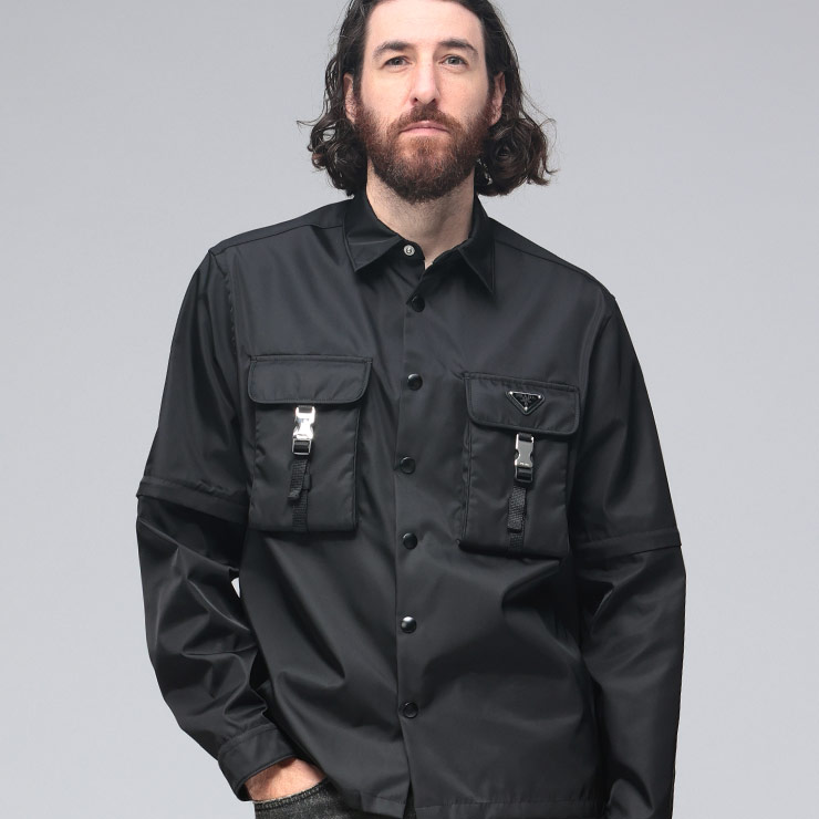 プラダ PRADA ナイロン ポケット フルボタン 2way シャツ PRSC5481WQ8F ブランド メンズ 男性 アウター ジャケット ブルゾン 衿付き ボタン