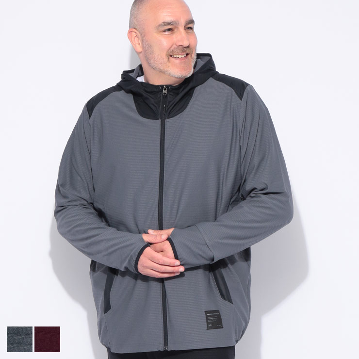 UNDER ARMOUR アンダーアーマー FITTED 切り替え フルジップ パーカー MOTIVATE RIB HYBRID HD 6007382 大きいサイズ メンズ トップス パーカー フード ジップ 長袖 スポーツ｜メンズショップ サカゼン