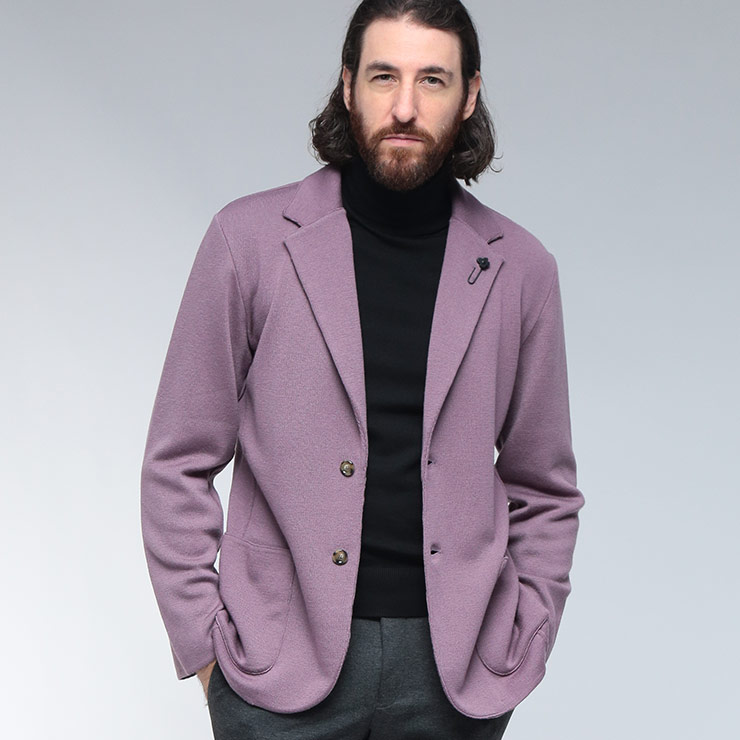 ラルディーニ ジャケット アウター LARDINI メンズ ウール シングル 2ツ釦 ニットジャケット テーラード LDLJM56CN65000 ブランド ビジネス ビジカジ フォーマル きれいめ 大人 秋 冬