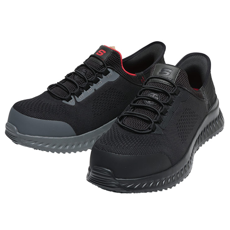 SKECHERS スケッチャーズ スリップインズスニーカー 29.0cm 30.0cm 31.0cm 32.0cm 大きいサイズ メンズ レースアップ ワークティリド フェチット シューズ 靴 ローカット アウトドア レジャー スリッポン ブラック ブラック×レッド