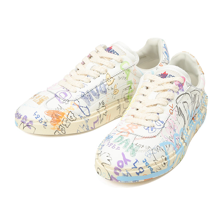ディースクエアード スニーカー シューズ 靴 DSQUARED2 メンズ レザー ロゴプリント 総柄 プリント ローカットスニーカー RIDER D2SNM0451 ブランド シンプル 大人｜メンズショップ サカゼン