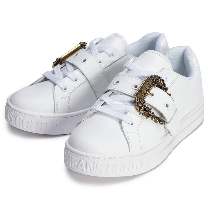 ヴェルサーチェ ジーンズ クチュール スニーカー シューズ レディース VERSACE JEANS COUTURE バロックバックル ローカット VCL79VA3SK9 ブランド 靴 レースアップ ベルト