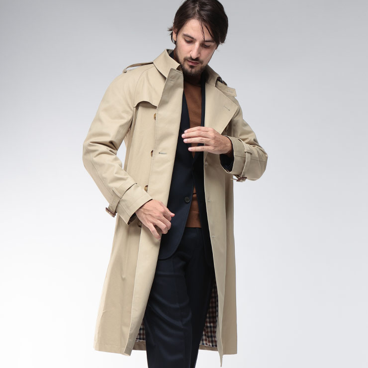 アクアスキュータム トレンチコート アウター Aquascutum メンズ 総裏チェック ダブル トレンチ コート 定番 ロング丈 AQLBA01FC205 ブランド シンプル 大人 ビジカジ ビジネス フォーマル｜メンズショップ サカゼン