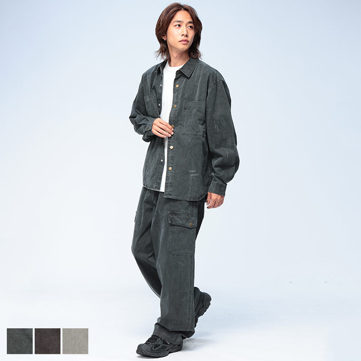 WOODENDOLL ウッディンドール ヴィンテージ加工 長袖シャツ パンツ SETUP WD25AW020 メンズ 男性 セットアップ シャツ パンツ 上下セット 無地 秋 冬|メンズショップ サカゼン