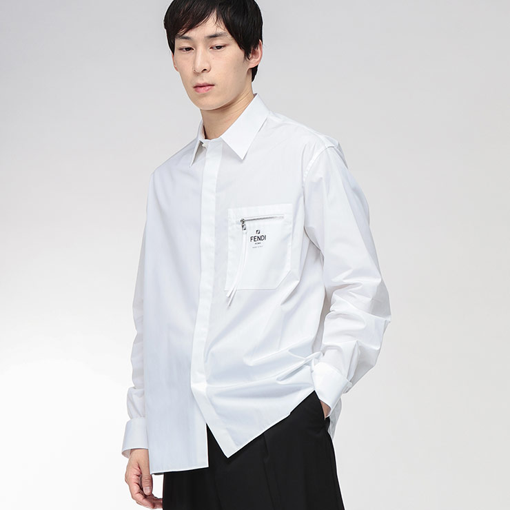 楽天市場】【スーパーSALE】 フェンディ FENDI ホワイトコットンシャツ
