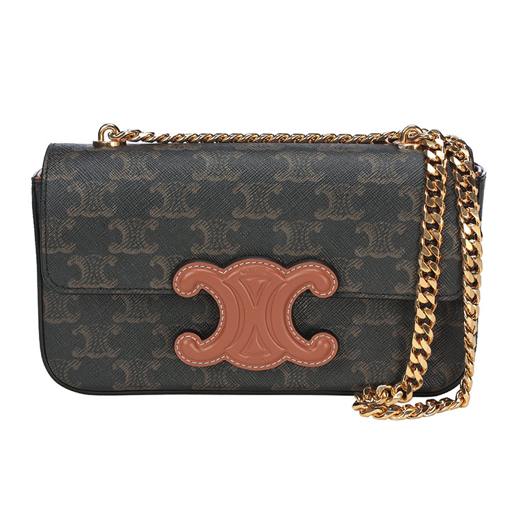セリーヌ バッグ レディース CELINE トリオンフキャンバス キュイル チェーン ハンドバッグ Cuir Triomphe CELL199242CUZ ブランド 鞄 ブラウン プレゼント ギフト|メンズショップ サカゼン