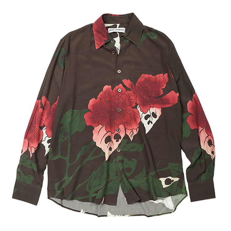 アワーレガシー シャツ メンズ OUR LEGACY ボタニカル 総柄 レーヨン 長袖 柄シャツ Hell Of Ween Print OLM4252AH ブランド トップス カーキ