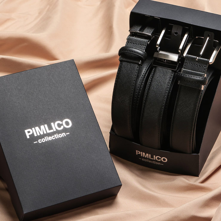 PIMLICO (ピムリコ) [WEB限定] 牛革 ビジネスベルト 3本セット PIMLICO3BELT02 大きいサイズ メンズ ビジネス ベルト ロングベルト レザーベルト ブラック 黒 フォーマル