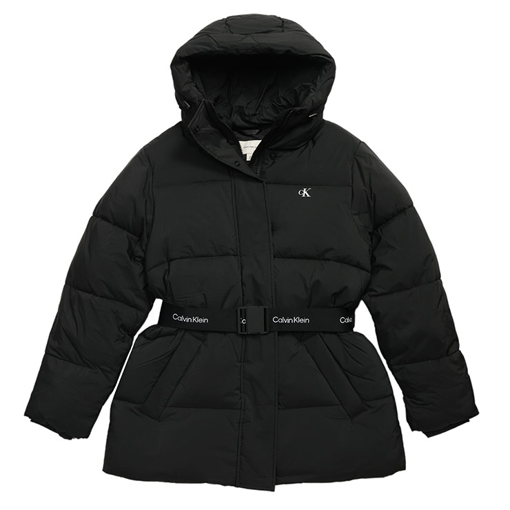 カルバンクライン ブルゾン レディース Calvin Klein ベルト付き ミッドウェイト ミドル丈 Aライン パファー 中綿 コート CKLLV047D507G ブランド アウター ブラック パープル
