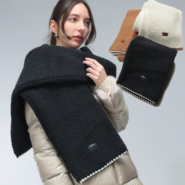 楽天市場】アグ マフラー レディース UGG ロゴ ボア マフラー fluff