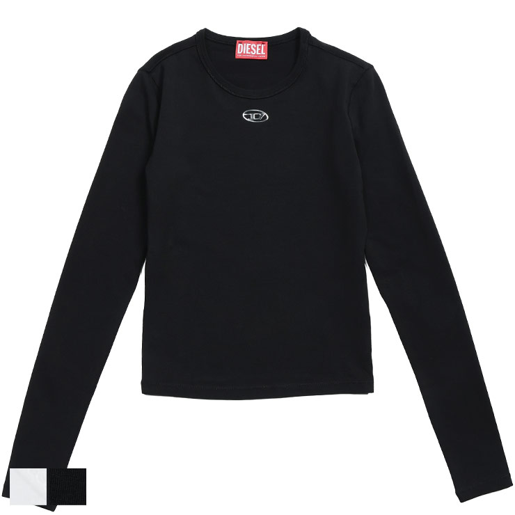 ディーゼル ロンT レディース DIESEL ロゴ オーバルD クルーネック スリムフィット コットン 長袖 Tシャツ t-uncutieslong-ls-od DSLA199160AHQH ブランド トップス