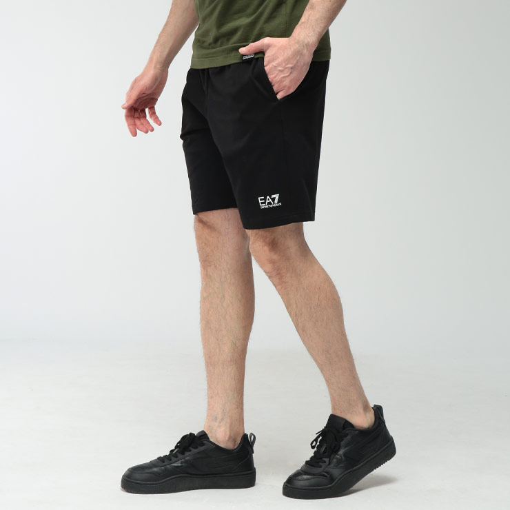エンポリオアルマーニ メンズ パンツ EMPORIO ARMANI ロゴ ウエストコード ショーツ スウェット ショートパンツ EA78NPS65PJVRZ ブランド ボトムス ブラック