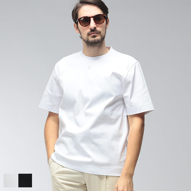 フェンディ メンズ Tシャツ 半袖 FENDI ロゴ ワンポイント クルーネック コットン Tシャツ FDFY0936ARYY ブランド トップス ホワイト ブラック｜メンズショップ サカゼン