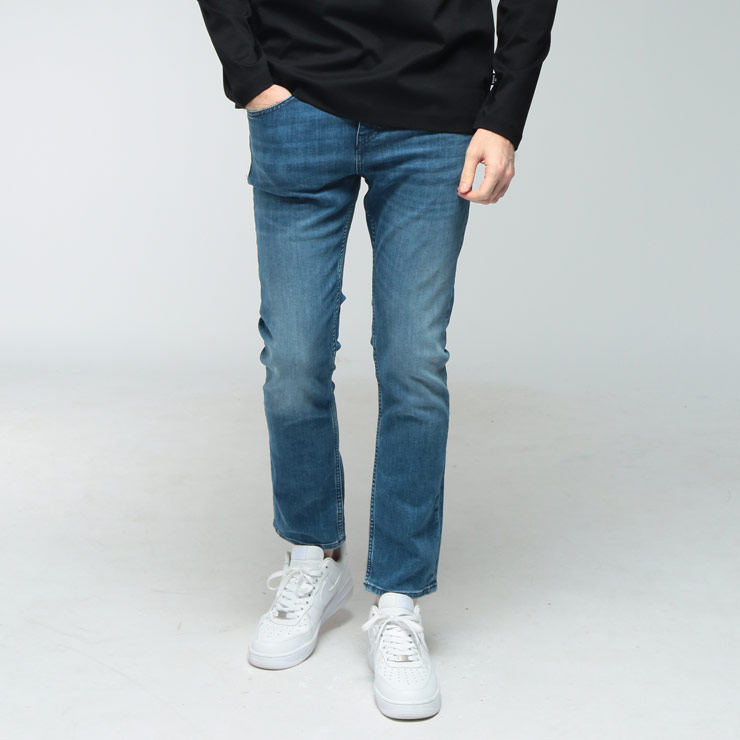 ヒューゴボス メンズ ジーンズ HUGO BOSS ロゴ 5P ストレッチ ジップフライ デニム パンツ HB50555220 ブランド ボトムス ネイビー