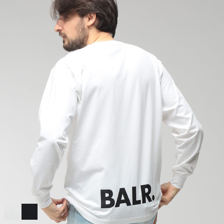 ボーラー メンズ Tシャツ 長袖 BALR． ロゴ バックプリント クルーネック コットン カットソー ロンT BA11111074 ブランド トップス ホワイト ブラック 16,500円