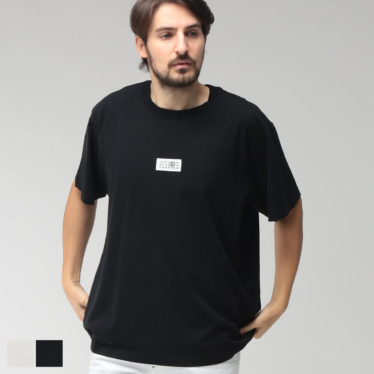 エムエムシックス メゾンマルジェラ メンズ Tシャツ 半袖 MM6 Maison Margiela カレンダー ロゴ クルーネック コットン カットソー MM6GC0032M20170 ブランド トップス ホワイト ブラック