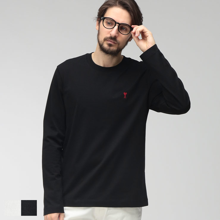 アミパリス AMI PARIS メンズ Tシャツ 長袖 ワンポイント クルーネック カットソー Ami de Coeur AMBFUTS23572426 ブランド トップス ロンT コットン 春