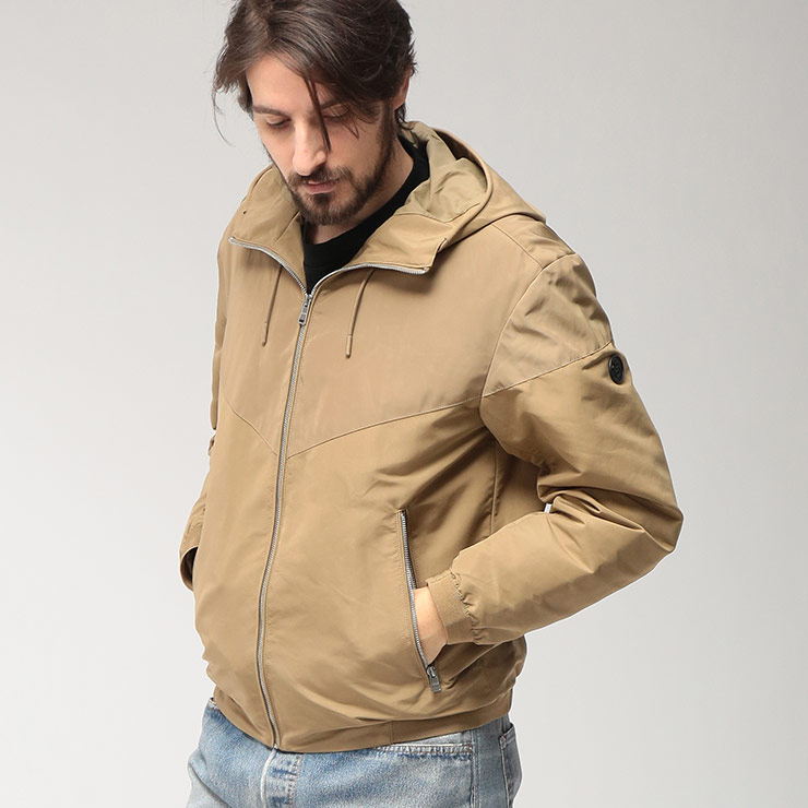ヒューゴボス HUGO BOSS メンズ ジャケット ワンポイント フルジップ ブルゾン MICRO FIBER POPLIN HB50544135 ブランド アウター パーカー フード 春|メンズショップ サカゼン