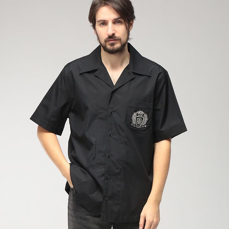 ドルチェ＆ガッバーナ DOLCE＆GABBANA メンズ シャツ 半袖 ロゴワッペン 開襟シャツ DGG5JH9ZGK278 ブランド トップス オープンカラー 春 夏｜メンズショップ サカゼン