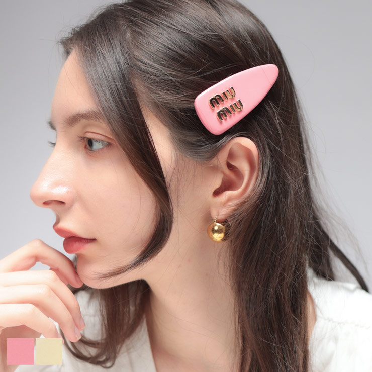 ミュウミュウ MIU MIU レディース ヘアクリップ パテントレザー ロゴ ヘアピン MIU5IF092069 ブランド アクセサリー ヘアアクセサリー ギフト