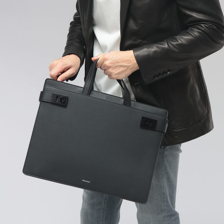 サルヴァトーレフェラガモ Salvatore Ferragamo メンズ ブリーフバッグ ガンチーニ カーフレザー ビジネスバッグ FG241258 ブランド 鞄 ビジネス トートバッグ 通勤 レザー