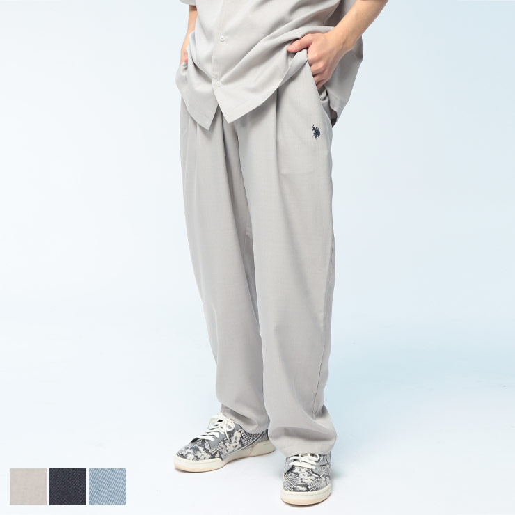 イージーパンツ メンズ ワンポイント ルーズ ワイドパンツ ボトムス パンツ 無地 ロングパンツ 春　夏 U.S. POLO ASSN. (ユーエスポロアッスン) PLM62500